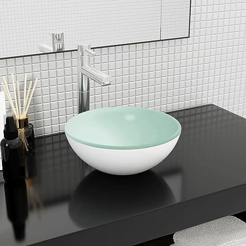 Homgoday Lavabo en verre trempé blanc 30 x 12 cm Lavabo bricolage