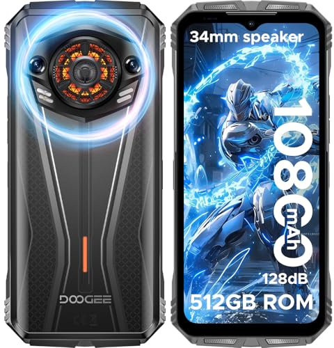 DOOGEE S Punk Pro Outdoor Handy 20GB+512GB/2TB, 128dB Lautsprecher,10800mAh/33W Outdoor Smartphone Ohne Vertrag, 6.6'' FHD+ baustellenhandy mit LED Lichteffekt 50MP+16MP/Dual SIM/NFC/OTG