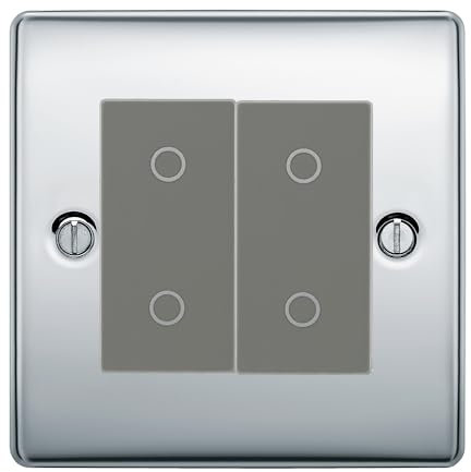 BG Nexus Polished Chrome Double Master Touch Dimmer Switch - Grey Insert