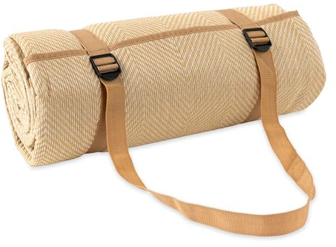 Paco Home Picknickdecke Outdoor wasserdicht - Faltbar & leicht, Sand- & schmutzabweisend - Stranddecke Camping Garten Festival Decke, Farbe:Beige, Größe:200x200cm