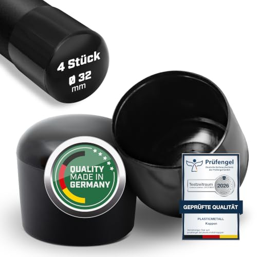 Plasticmetall Lot de 4 capuchons de protection ronds 32 mm en PVC - Surface stable - Embouts de tuyau pour tubes ronds - Capuchons de protection de tuyaux, capuchons d'extrémité, protection de pieds