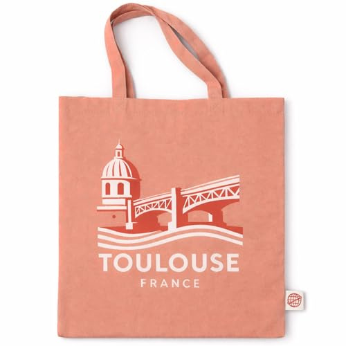 Atlas Strand Co. Toulouse France 100% Cotton Tote Bag – Reusable Canvas Shopper with Reinforced Handles for Travel, Work, Beach & Everyday Use (Peach)