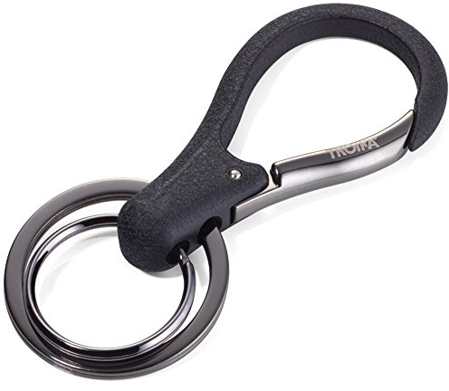 TROIKA KEY Organizer - KR17-09/GM - Schlüsselanhänger mit 2 Ringen - Karabiner - lackiert - Schlüsselorganisation - glänzend - schwarz/gunmetal grau - das ORIGINAL von TROIKA