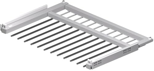 HETTICH 9132918 Silber Amari 200 Hosenhalter (Hosenträger), ausziehbare Halterung für 12 Hosen, Korpusbreite 700-800mm, Stahl