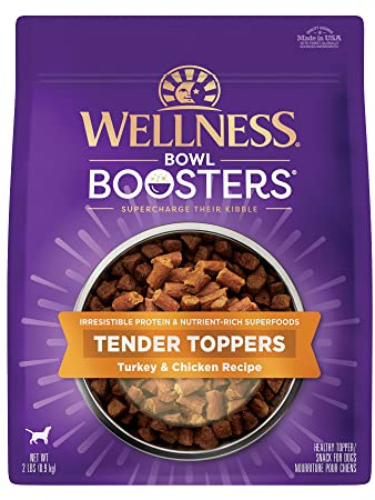 Wellness Bowl Boosters Tender Toppers Dog Food Topper for Small, Medium, and Large Breeds, Grain Free, Natural, Turkey and Chicken Recipe, 2 lb Bag