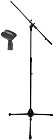 TEK audio MS290 Professional Microphone Stand with Boom all Metal with regular/standard mic clip/holder