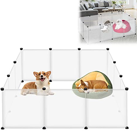 LARS360 hage för kaniner, plastnätinhägnad för kaniner, marsvin, 145 x 75 x 48 cm, vit