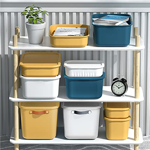 UHAPEER Set of 8 Plastic Storage Boxes, Multiple Color Storage Boxes with lids, Stackable Boxes for Storage Organization for Shelves, Wardrobe, Bedroom, Living Room, Home Office School