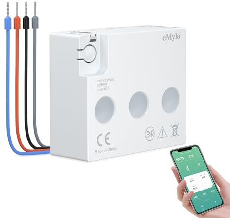 eMylo Smart Zibee Energiemessgerät Mini-Stromverbrauchsmessgerät 99% hohe Genauigkeit 3 Phasen Echtzeit-Stromverbrauchszähler Überlastschutz für Haus/Wohnung, Smart life Tuya App Control