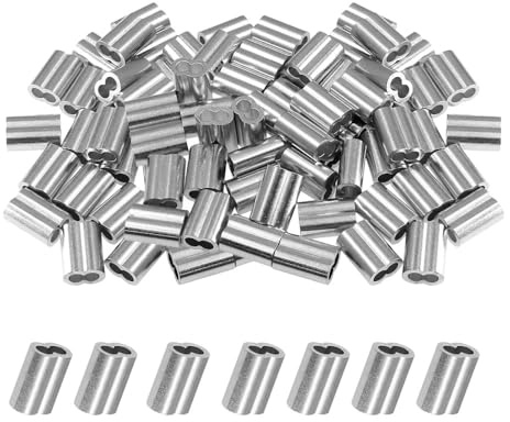 Aluminium pressögla hylsa för vajerhylsor, 100 st dubbla kabelhylsor kit, dubbla tunnor, kabelkrymphylsor (M4,4 mm)