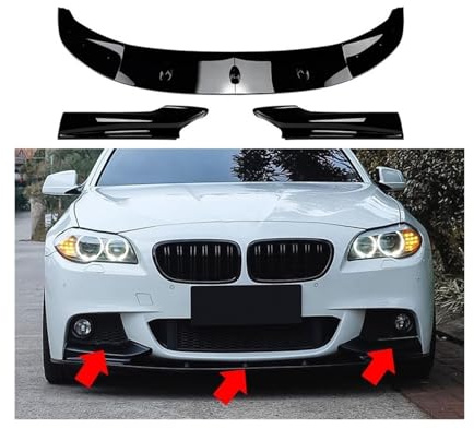 Car Bumper Front Lip Splitter, Compatible for BMW 5 Series F10 F11 M-Sport Chin Spoiler 2011-2017 Lip Diffuser Car Air Dam Wide Body Kit Protector(Bright black)
