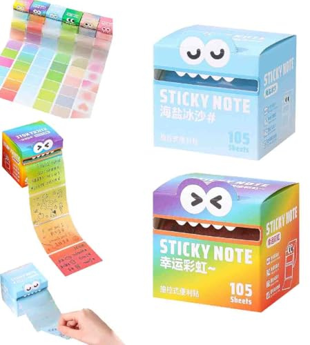 Note Adesive Con Motivo A Mostri,105 Fogli/Rotolo,Blocchi Estraibili Con Trasparenza Perla,Divertente Blocco Note Estraibile Pastello,Design Vibrante Sfumato,Per Insegnanti,Studenti (B)
