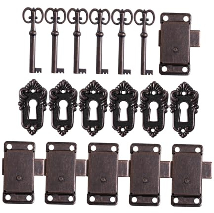 ELAYARD 6 Sets Serrures de Meubles Vintage Cadenas Ancien Clé Fermoirs pour Boîte à Bijoux en Métal pour Décoration ou Réparation