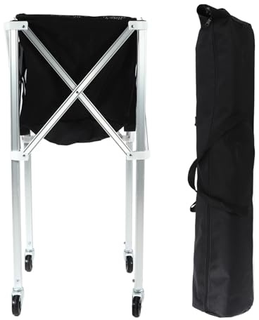 NUMNBE Balle Padel Panier à Balles de Tennis Pliable en Aluminium Léger 90x41x41cm - Transport Facile, Grande Capacité et Roues 360° pour Entraînement de Tennis et Padel