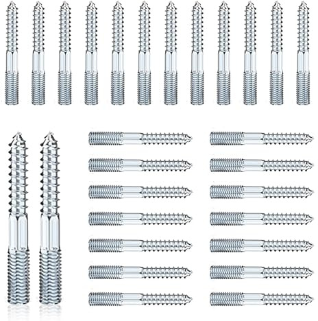 eupdd 100 Stück Stockschrauben M8 x 60 mm: Torx Stockschrauben, Schraubstifte aus verzinktem Stahl, Doppelgewindeschrauben für Rohrschellen, Möbelmontage, Holzgelenke und Möbelbeine