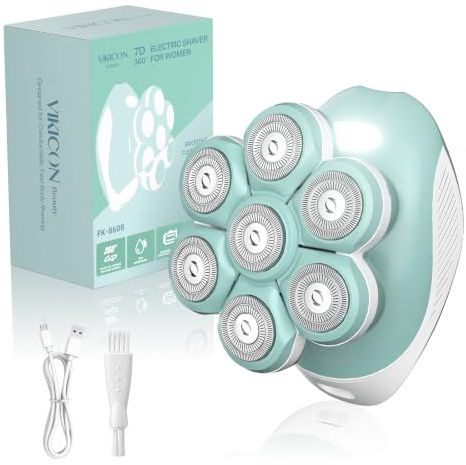 VIKICON 7D Lady Shaver for Women, Electric Razor for Body & Leg, Waterproof | Wide-Area Floating Head with LED Light, Rechargeable Wet Dry Shaver, Smooth Women’s Grooming for Daily Care, Green