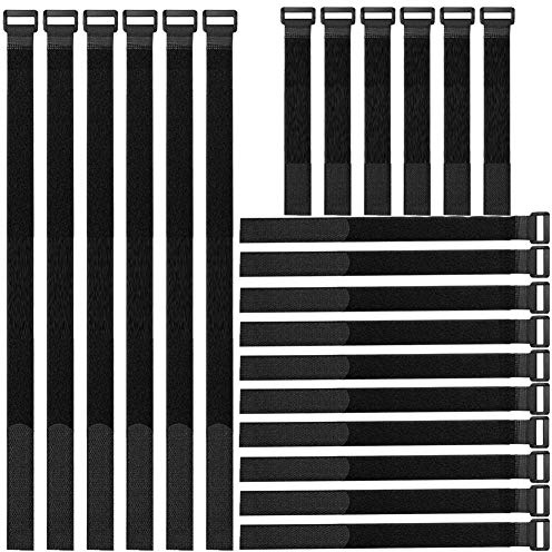 Gebildet 22Piezas Reutilizables Ataduras de Cable, Gancho y Lazo de Cable, Ajustable Correas para Cable, Tiras Bridas para Organizar Cables (Negro, 20/40/60CM)