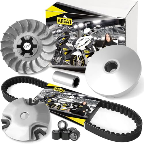 Conjunto variador Area1 con correa trapezoidal para scooter con motor 50cc 2T. Compatible con Aerox Neos Jog Nitro Ovetto Mach Booster, hasta 2000