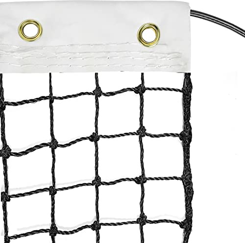 Aoneky 42 FT Tennis Net Replacement, Heavy Duty 2mm Twisted Polyethylene Outdoor Net with Vinyl Coated Steel Cable for Permanent Court