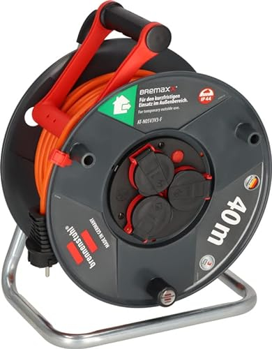 Brennenstuhl Garant V2 IP44 Kabeltrommel 40m outdoor (Made in Germany, 3 Schutzkontakt-Steckdosen, Überhitzungsschutz, kurzfristiger Einsatz im Außenbereich)