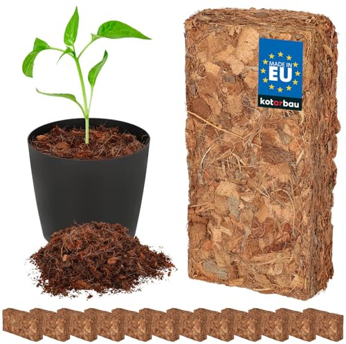 KOTARBAU® Naturlig och torvfri kokosjord för växter och terrarier, 12 x 500 g – 60 l krukjord av kokosfiber