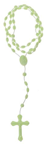 Max-Tonsen Collana del Rosario con Croce luminosa 8 colori nottilucente in plastica Perline del Rosario Collana luminosa Cattolicesimo Gioielli religiosi per uso quotidiano - Verde