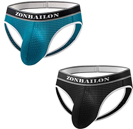 BIATWOWR Jockstrap brett nätband för män, sexigt, sportarmband för män, slip-on-rem, 2 x flerfärgad 02, L