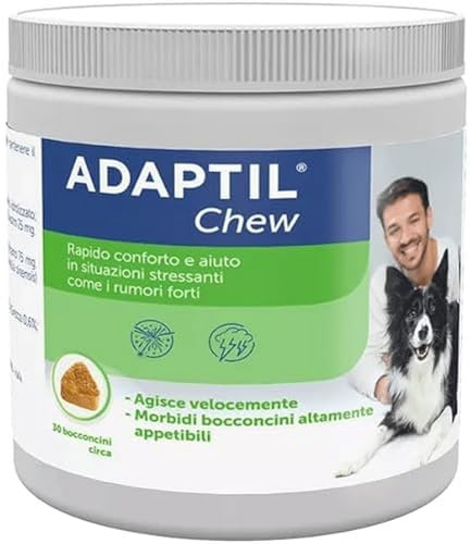 ADAPTILl® Chew - Snack Naturali Calmanti per Cani - 30 pezzi - Tranquillante e Antistress per Cani Agitati Iperattivi, Rilassamento per Viaggi e Momenti Stressanti