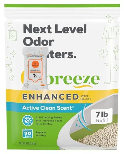 Cat Breeze Enhanced Litter Pellets, Active Clean Scent, 7 lb Refill with Aurora Pet Care Wipes
