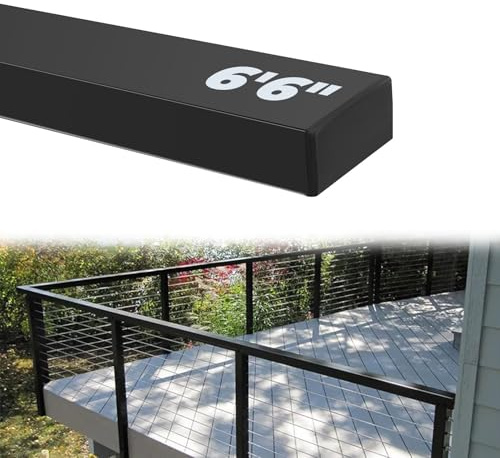 Sidasu 6'6 Stainless Steel Handrail Black Rectangular Handrail Flat Top Rail Cable Railing System Deck Stair Indoor Outdoor, DIY Balustrade HT07-Matte Black