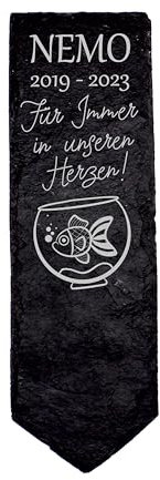 Dekolando Ornamental Fish Aquarium Fish Grave Stake Animal Grave Stone Slate Memorial Plaque Engraved Personalised Keepsake 8 x 22 cm, SW17407