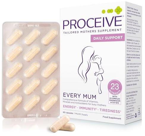Proceive® Every Mum - Womens Multivitamins Complex with 23 Essential Nutrients - Daily Supplements for Energy, Immunity & Vitality Support - Vegan-Friendly with B12, Iron & CoQ10-60 Capsules