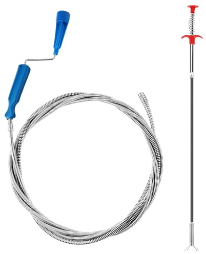 Lot de 2 Furet Deboucheur Canalisation Professionnel 3m & 0,6m Deboucheur wc Déboucheur canalisation Furet Plomberie Deboucheur evier Sonde De Debouchage Pour WC Evier Canalisation