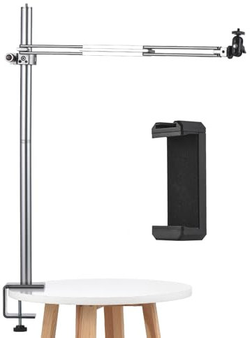 Andoer Trípode de mesa para cámara con brazo extensible, brazo flexible, trípode de mesa para cámara con cabeza esférica, soporte para teléfono inteligente, cámara DSLR, cámara web, luz de vídeo LED,