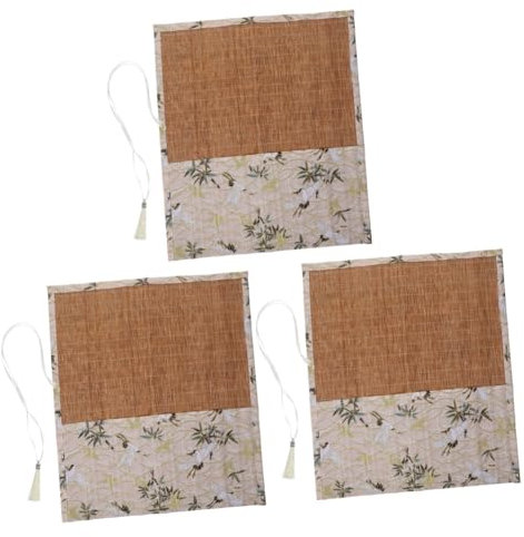 SHINEOFI 3 Stück Rolle Stifttasche Stifte Bleistift Halter Inhaber Kunst Pinsel aufbewahrung pinselaufbewarung Kalligrafie Pinsel Tasche Mäppchen handgemachte Lesezeichen Stoff Weiß