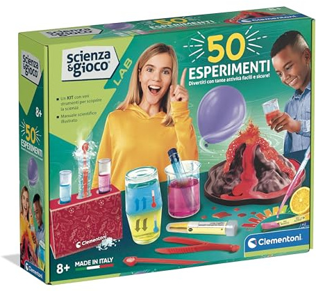 Clementoni Scienza e Gioco Lab - 50 Esperimenti, Laboratorio di Scienze Bambini 8+ Anni per Scoprire Discipline Come Chimica, Fisica, Botanica, Gioco Made in Italy, Lingua Italiana, 19430