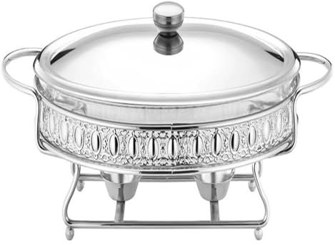 Ceramics Chafing Disk Buffet Set, Keramics Marble Finish Chafers och buffévärmare med 2 bränslehållare for bröllopsfest(Silver,2L)