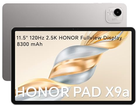 HONOR Pad X9a 11,5 Pollici Tablet, 120Hz 2.5K Fullview Display, 6GB/128GB, 8300mAh Batteria, WIFI, Qualcomm 6nm Snapdragon 685, Quattro altoparlanti, Android 15, MagicOS 9.0, Gray [Versione italiana]