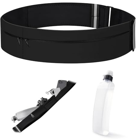 Laufgürtel mit Trinkflasche, Laufgürtel Handytasche Joggen, Lauftasche Jogging, Bauchtasche Wasserdicht für Handy innerhalb 7,2 Zoll, Lauftasche mit 330ML Trinkflasche zum Laufen Sport