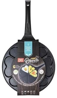 Dc Casa Padella Pancake Antiaderente 26 cm – Stampo per 6 Pancake – Padella per Colazione Creativa con Rivestimento Antiaderente e Manico Ergonomico (Cuore)
