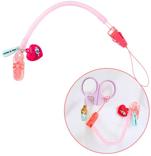 Nurse is Love Porta Tijeras Enfermeria, Muelles de Silicona y Clip Sujetador Facil Acceso a Tijeras | Cadena Tijeras Identificativas Seguras para no Olvidar Tijeras| Regalos para enfermeras |