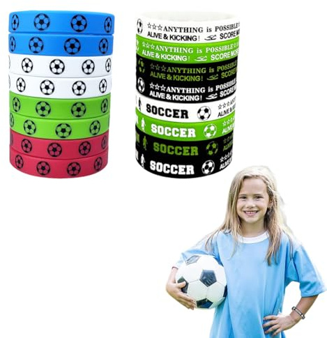 16 Pezzi Braccialetti Silicone, Bracciali in Silicone per Bambini, Braccialetto in silicone da calcio, braccialetto sportivo da calcio per i tifosi, Gadget Calcio Compleanno Bambini（B)