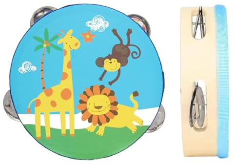 Vistnale Tambourin pour Enfants Tambourin Portable en Bois pour Enfants avec jingles en métal bébé éducatif Facile à Jouer avec Un Son Clair pour Les Jeunes Musiciens Animaux | Percussion de Batterie