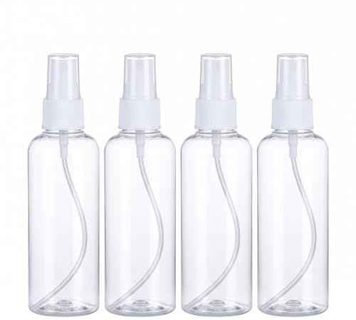 NJCXOLA 4 Pezzi Flaconi Spray,Riutilizzabile Tomizzatore Bottiglia di Profumo in Plastica, 100ml Bottiglia Spray Vuota, Trasparente Portatile Bottiglia,per Liquido Viaggio Cosmetico