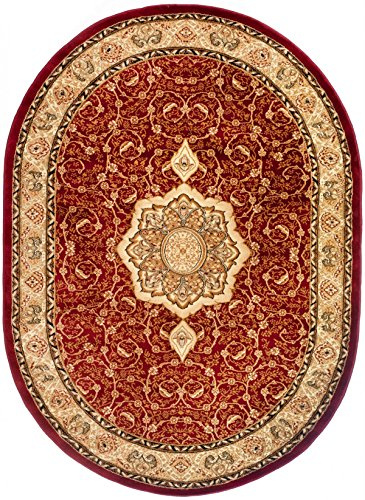 Carpeto Teppich Oval Orientteppich Rot 160 x 220 cm Medaillon Konturenschnitt Muster Iskander Kollektion
