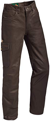 La Chasse Lederhose aus Büffelleder mit Beintasche für Herren strapazierfähig Trachtenhose Büffellederhose Jagdlederhose Herrenhose mit ausknöpfbarem Innenfutter (31, Braun)