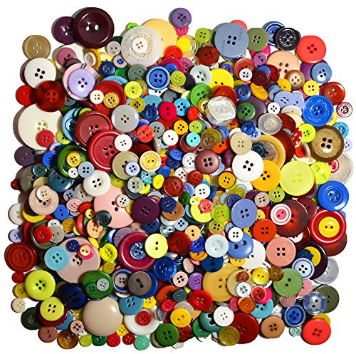 1000 Pieces Assorted Craft Buttons - Mixed Colors & Sizes for DIY Projects, Kids Crafts, Sewing, and Home Decor