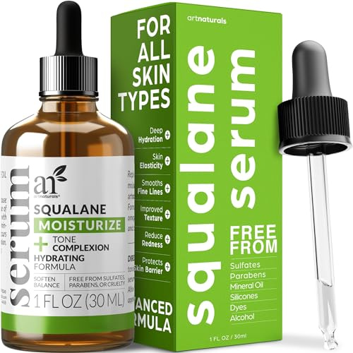 Artnaturals Squalane Oil - Pure & Natural Plant Facial Oil - Cold Pressed and Unrefined Premium Grade Multipurpose Moisturizing Oil for Skin - Fragrance-Free - 30ml
