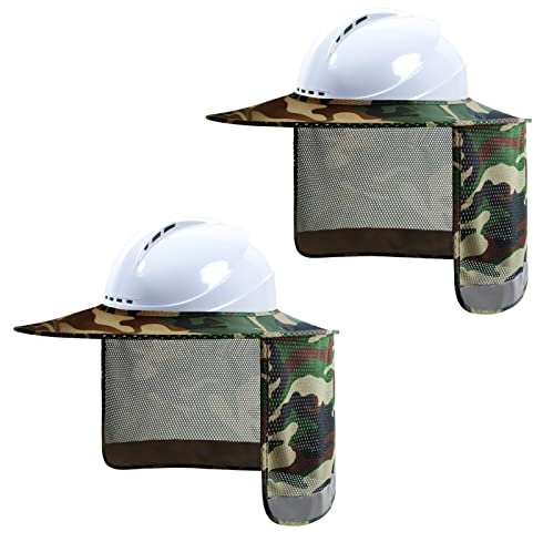 LIZMOF Hard Hat Sun Shade, High Vis Sun Visor Shade, Full Brim, Camo, 2PCS