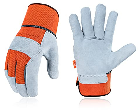 Vgo... Guantes de Jardinería de Piel de vaca Antipinchazos para trabajos de jardinería argicultura trabajador construcción almacén para Hombre&Mujer, 1 par